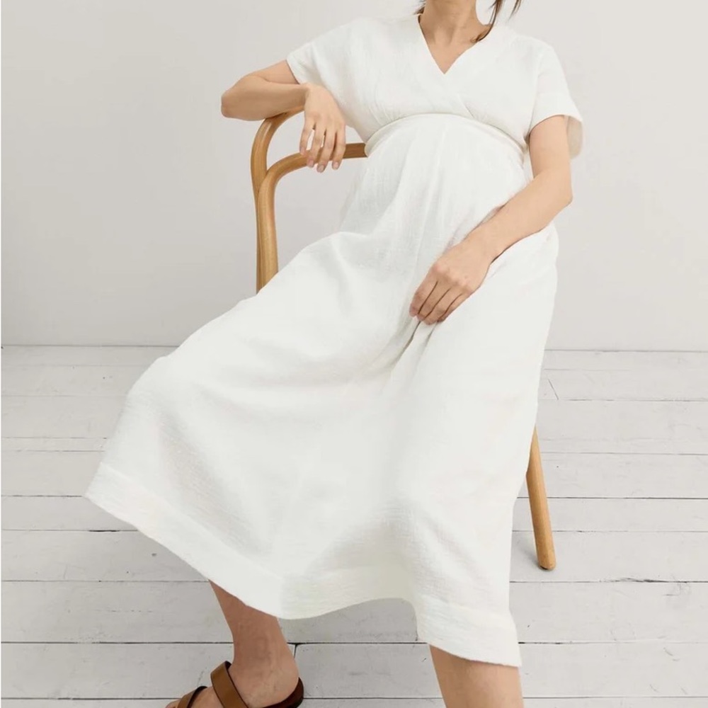 Hatch Carolina Maternity Dress in White Size 1, NWT